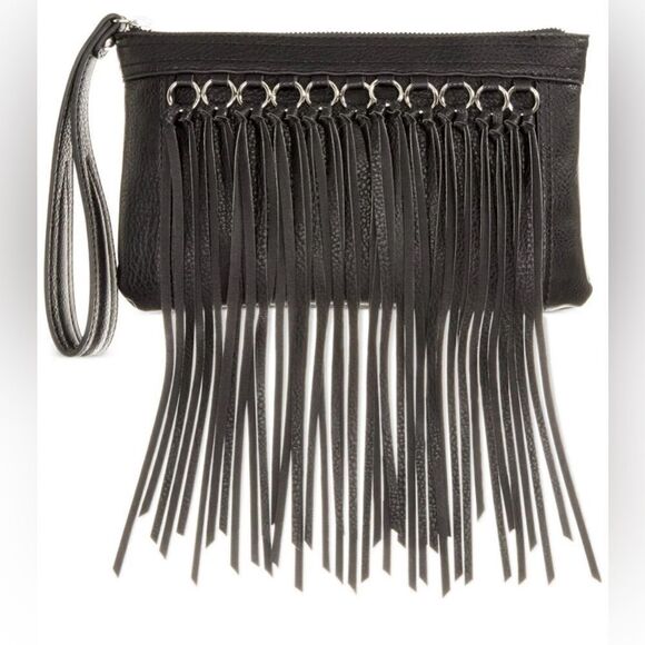 Carlos Santana Handbags - CARLOS SANTANA. Women's Black Julietta Fringe Wristlet Clutch